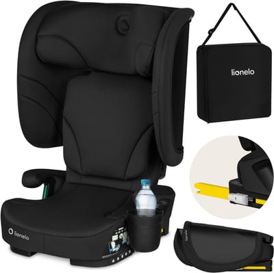 Lionelo Orin Autostoel ISOFIX - Opvouwbaar Autostoeltje 100-150 cm (3,5-12 jaar / 15 tot 36 kg / Groep 2 3) – 14-standen Hoofdsteun – 4-standen Rugleuning – Licht & Compact – Inclusief Bekerhouder & Transporttas – Kinderzitje i-Size Reis