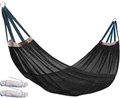 Outdoor Hangmat - Reis Schommel - Ontspanning Buiten - Snelle Bevestiging - 260 x 130 cm - Zwart