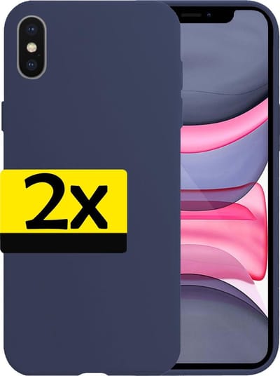 Hoesje Geschikt voor iPhone X Hoesje Siliconen Case - Hoes Geschikt voor iPhone X Hoes Siliconen - Donkerblauw - 2 Stuks
