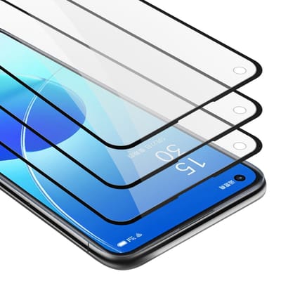Cadorabo 3x Screenprotector geschikt voor Oppo Reno6 5G Volledig scherm pantserfolie Beschermfolie in TRANSPARANT met ZWART - Getemperd (Tempered) Display beschermend glas in 9H hardheid met 3D Touch