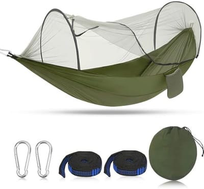 Ultralichte hangmat met muggennet voor buiten, ideaal voor kamperen en rugzakreizen