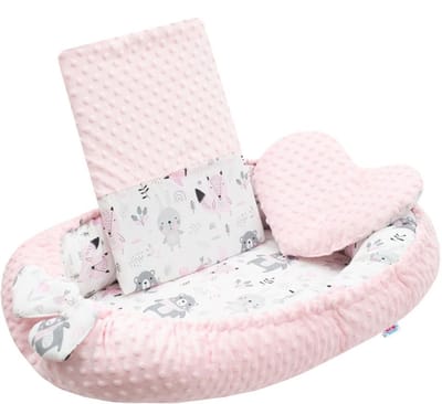 New Baby Minky babynestje 55x75 cm met kussen en deken - Roze