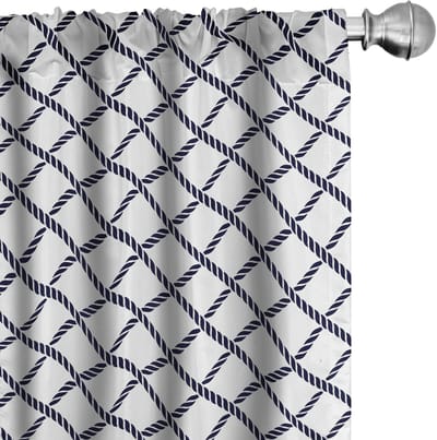 ABAKUHAUS Gordijnen – Mikrofaser – 2x75x175 – Donkerblauw/Wit