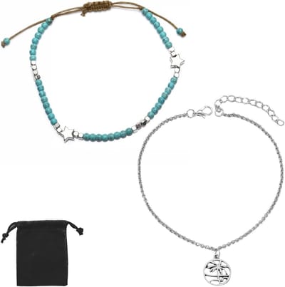 Boho Enkelkettingen voor Dames, Kleurige Parels en Elastische Voetjuwelen voor Vrouwen en Meisjes