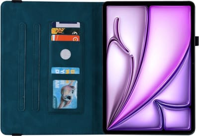 Luxe Bescherm-Etui Map geschikt voor Apple iPad Air 6 11" - 2024 - Blauw - Vlinder
