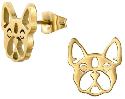 CS Joy - Hond oorbellen - Chirurgisch staal - 10.8 x 11.7 mm - ip/pvd goldplated