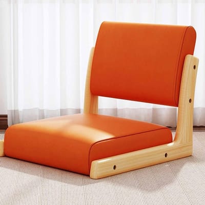 Zitzak Tatami - Vloerstoel Meditatie - Ontspannen Zitten - Met Rugsteun - 48x45x36cm - Oranje