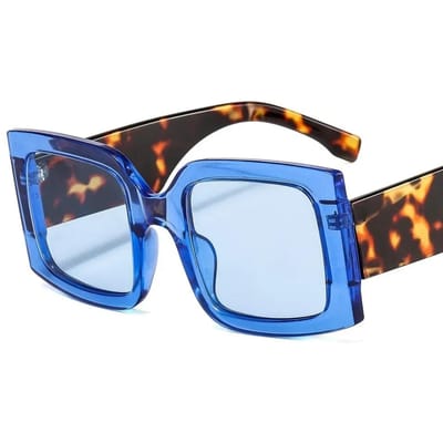 Nieuwe Oversized Vierkante Zonnebril Vintage Designer Dames Mode Zonnebrillen Groene Tinten UV400 Bescherming Luxe Merk blue