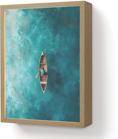 Wandlamp 30x40 cm - Oplaadbaar - Bootje - Water - Blauw - Wandlampen binnen woonkamer - Slaapkamer lamp - Decoratieve nachtlamp - Vloerlamp draadloos