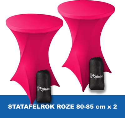 Statafelrok Roze x 2 – 2 jaar garantie met Opbergtas - ∅ 80-85 x 110 cm - Statafelhoes - Luxe Extra Dikke Stretch Sta Tafelrok voor Statafel – Kras- en Kreukvrije Hoes