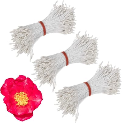 1080 Stuks Dubbele Bloem Stamens 1mm Kunstmatige Bloem Pistil voor DIY Decoratie, Bruiloft, Kerstkaarten en Taart Craft (Wit)