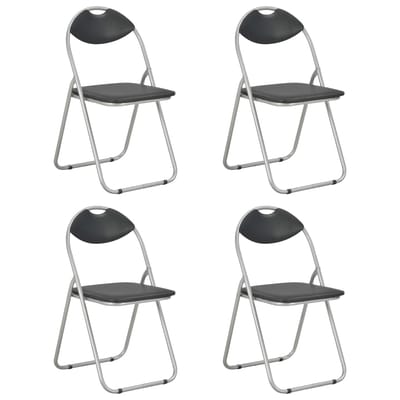 vidaXL - Opklapbare - stoelen, - 4 - stuks, - zwart - kunstleer