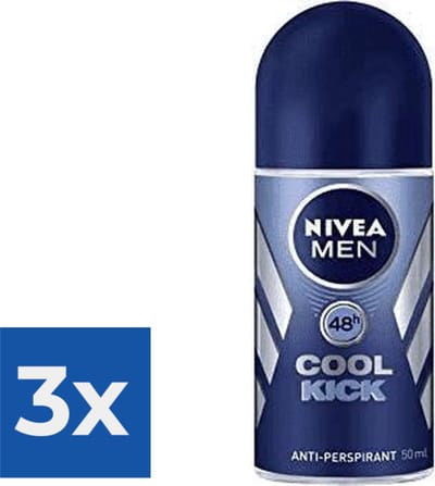 Nivea Deo Roll-On For Men Cool Kick FM 50 ml - Voordeelverpakking 3 stuks