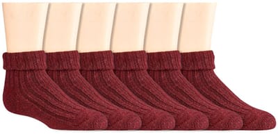 Kindersokken | Wollen sokken | Kleur: Rood | Maat: Diverse maten | 6 paar