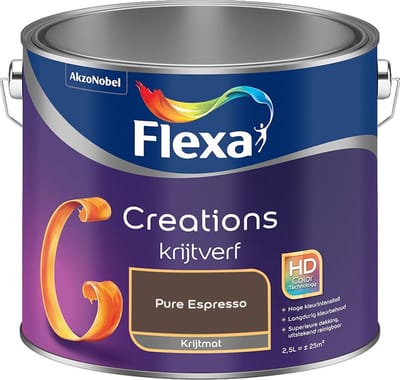 Flexa - Creations Muurverf Krijt - Pure Espresso - Mengverf - 2,5 L