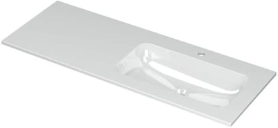 INK Aspekt Wastafel Porselein Rechts met 1 Kraangat - 1200x450x15 mm - Glans Wit