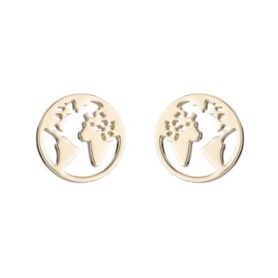 Fako Bijoux® - Oorbellen - Steker - RVS - Stainless Steel - Wereldkaart - Goudkleurig