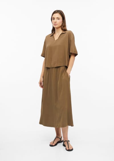 Hoge taille midi rok met elastische taille en zijzakken A-lijn vrouw s.Oliver