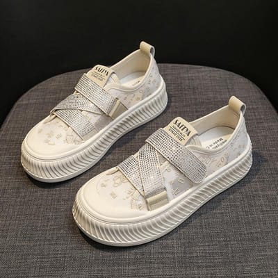 Chaussures de planche à velcro fines d'été respirantes en maille pour femmes, nouvelles chaussures à plateforme biscuit, chaussures blanches décontractées légères 40 gray