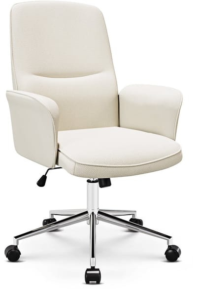COLAMY Ergonomische bureaustoel – Hoge rugleuning in schelpdesign, in hoogte verstelbaar – Beige