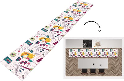 Keukenloper - Loper keuken - Meiden - Muziek - Koptelefoon - Patronen - 300x50 cm - Keukenloper vinyl