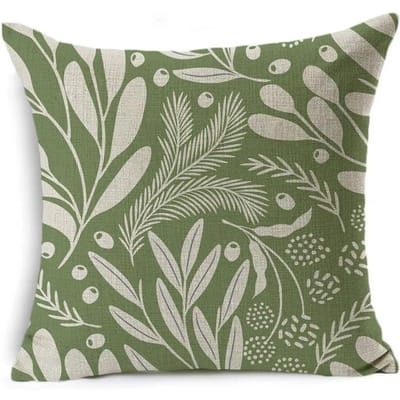 Housse de coussin décorative à motif vert Housse de coussin florale pour voiture Canapé Housse de coussin décorative Coussin de maison 40x40cm