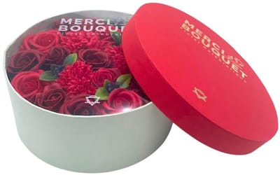 Ancient Wisdom - Decoratieve schaal - Ronde doos met zeepbloemen in multicolor - geschenkdoos - cadeau - bloemen - presentatie - decoratie