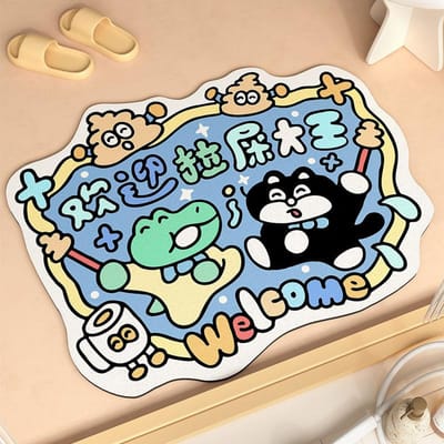 Welkom Poep Koning Badkamermat Cartoon Toilet Toilet Absorberende Voetmat Deur Antislip Sneldrogend Tapijt 58 * 70CM [diatom mud]