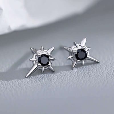 Gading Unisex Oorknoppen met Zilveren Steen – 925 Sterling Zilver