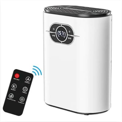 Luchtontvochtiger en luchtreiniger - Vochtvreter Electrisch Met Automatische Uitschakeling - Vochtopnemer Met Negatieve Ionen - Vochtvanger Compact Formaat