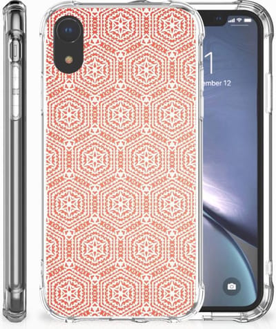 TPU Case Anti-Shock voor Apple iPhone Xr Doorzichtige Silicone Hoesje Pattern Orange
