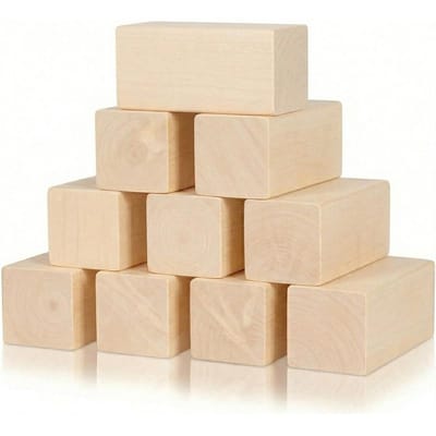 Dailygoods- Lindehoutsnijblokken 10 stuks - 5 x 5 cm - Zacht en gelijkmatig - Ideaal voor knutselen - Geschikt voor beginners en experts - Snelle droogsnelheid - Houtsnijwerk