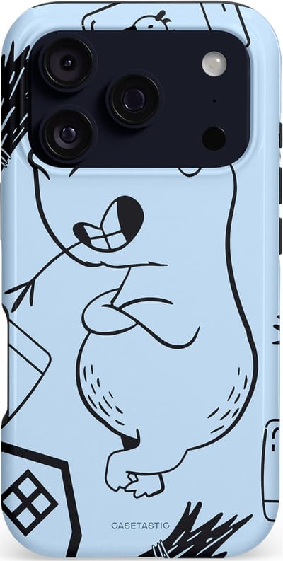 Casetastic hoesje geschikt voor Apple iPhone 17 Pro - MagSafe - Dubbellaagse bescherming - Capibara chillen - Fashion Case - Lichtgrijs Donkergrijs Lichtblauw