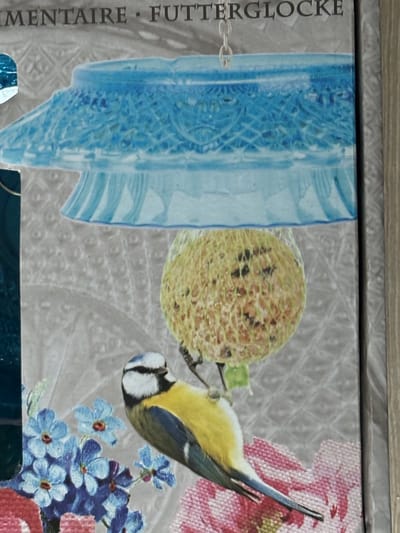 Voederbel Feedingbell ruitjesglas Blauw voer-hanger voor vogels