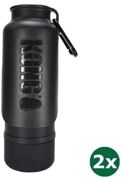 Kong h2o drinkfles thermos zwart 2x 740 ml