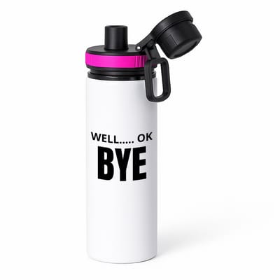 Hacebo® - Well ok bye waterfles met draaidop roze - Afscheid bedank cadeau - collega's - werk - afscheidscadeau - verjaardagscadeau - kado - water fles - 850ML