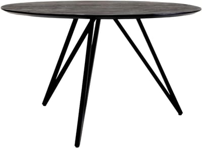 Eettafel Marly Rond - Eettafel Mangohout - Gezellig Eten - Rond Ontwerp - 130x76cm - Zwart