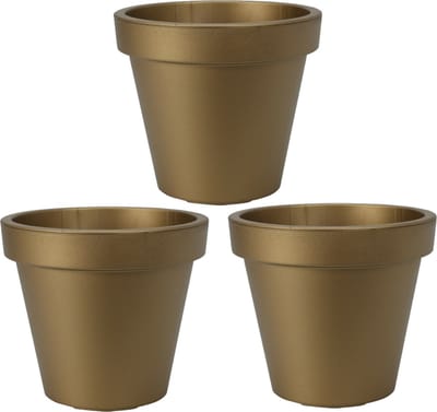 Pro Garden Plantenpot/bloempot Botanic Gold - 3x - Tuin buiten - kunststof - mat goud- Dia 20 cm - rond