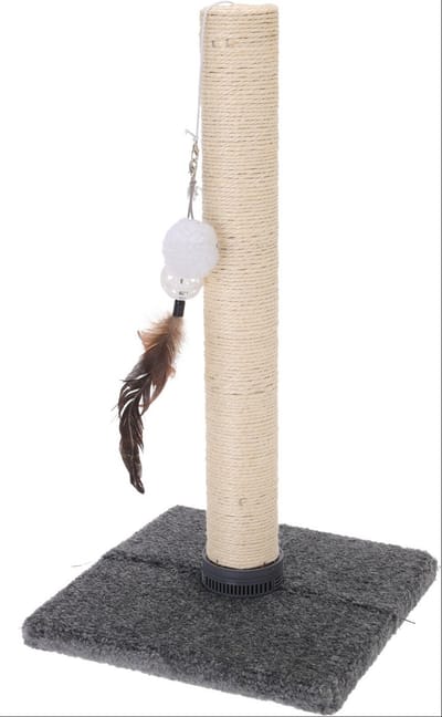 Home & Styling Kattenkrabpaal met Bal en Veren - 14x15x51cm - Grijs