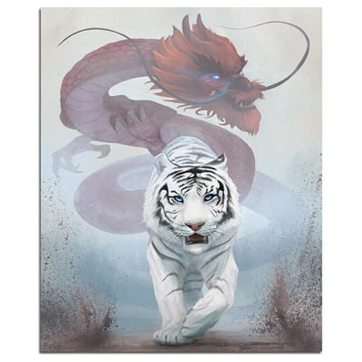 Tijger en draak 5D DIY diamant schilderij dieren volledige ronde diamant borduurwerk 50X70CM