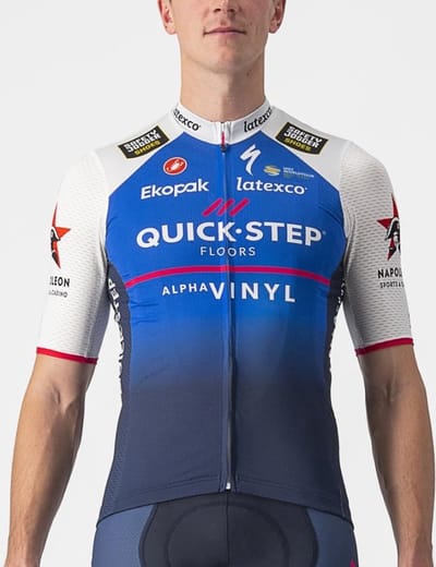 Castelli Fietsshirt Korte Mouwen Heren Blauw Wit - Quick-Step Alpha Vinyl COMPETIZIONE JERSEY BELGIAN BLUE WHITE-2XL