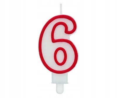 Verjaardag Kaars Cijfer 6 Rode Contour 7 cm Taart Decoratie