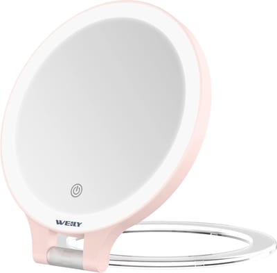 Dubbelzijdige Vergrootspiegel met Verlichting en USB Oplaadbaar - 10X/1X Reisspiegel met 3 Kleuren Licht