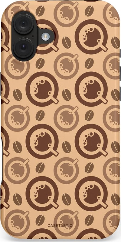 Casetastic hoesje geschikt voor Apple iPhone 16 Plus - MagSafe - Dubbellaagse bescherming - Cappuccino Ontwerp - Fashion Case - Taupe Perzik Donkergrijs