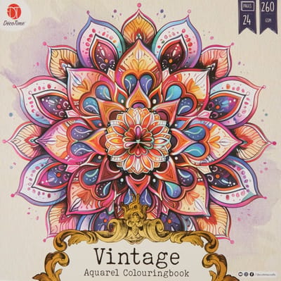 DécoTime Aquarel Kleurboek voor Volwassenen – Kleurboek mandala - Kleurboek voor volwassen - 24 Pagina's – 260 GSM Dik Papier – FSC®-Gecertificeerd – Watercolor Coloring Book