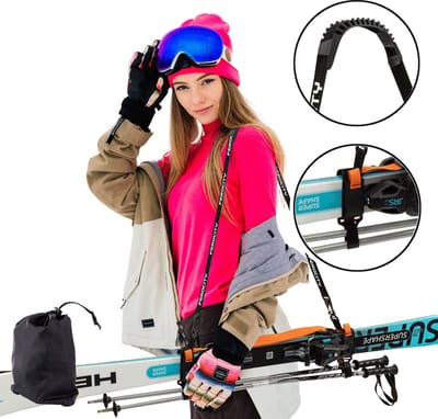 FEROCITY - Skihouder - Ski-draagriem - met verstelbare rubberen schouderriem + handvat - 110-178 cm - Oranje