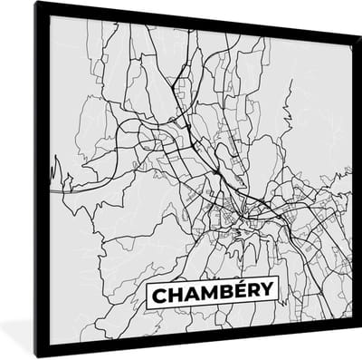 Fotolijst incl. Poster - Frankrijk - Chambéry - Stadskaart - Plattegrond - Kaart - 40x40 cm - Posterlijst