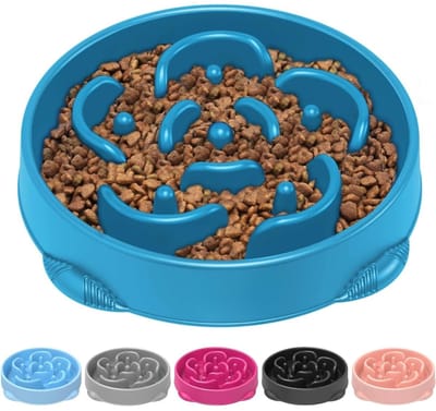 Famanu – Grote slow feeder hondenbak - anti-schrok en antislip - puzzelvoerbak voor grote hondenrassen - donkerblauw