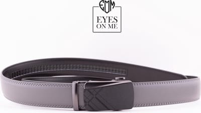 Grijze lederen riem zonder gaatjes met automatische gesp voor heren ( model L048 )
