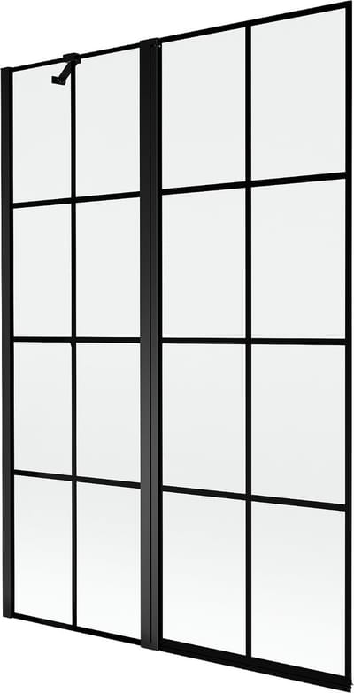 Mexen Mist badwand 2-delige linkerkant 120 x 150 , zwart raster, zwart - 8A9-120-011-70-77-L
